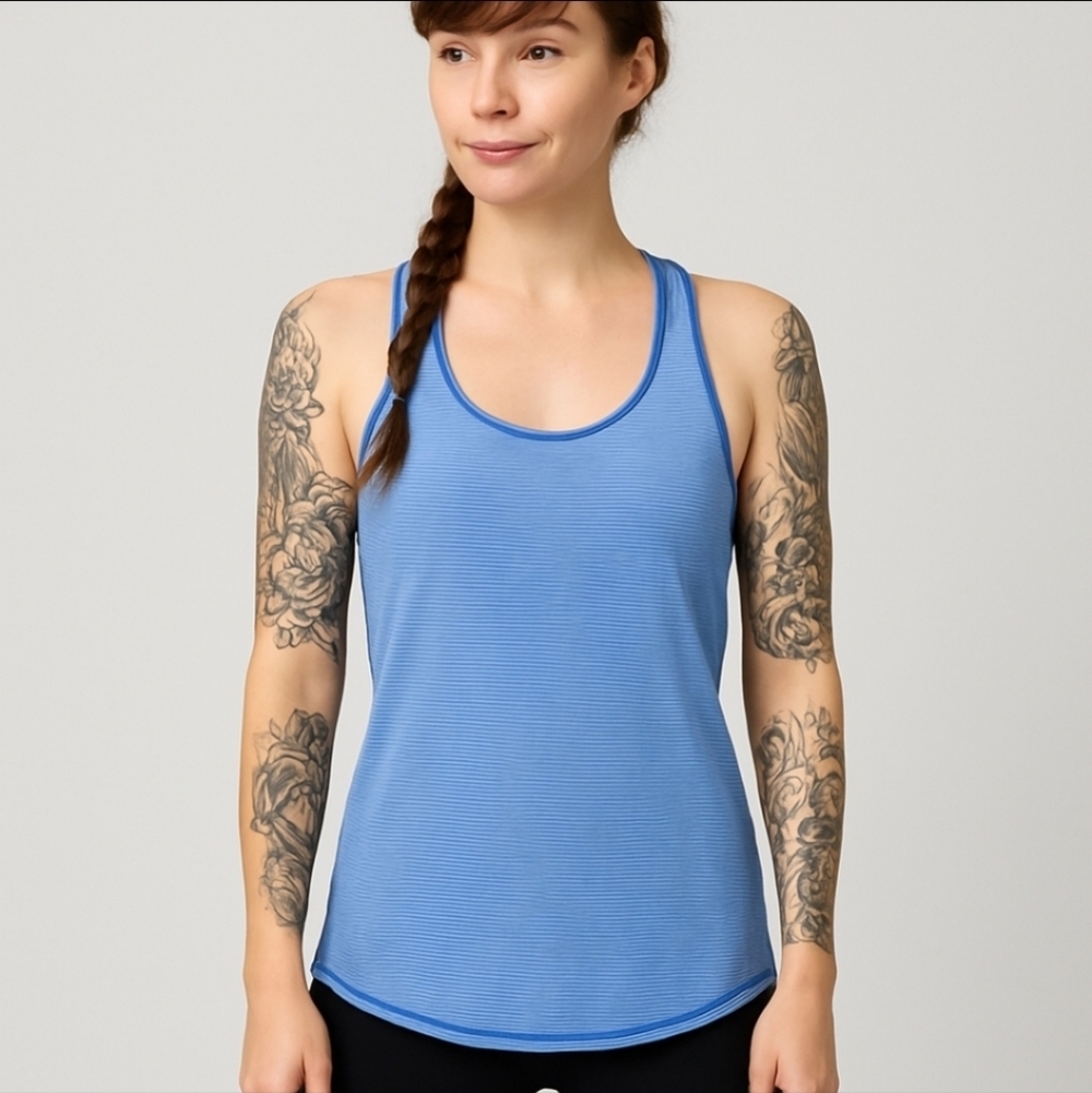 Lululemon Racer Back Tank Top Blue Micro Stripe 6